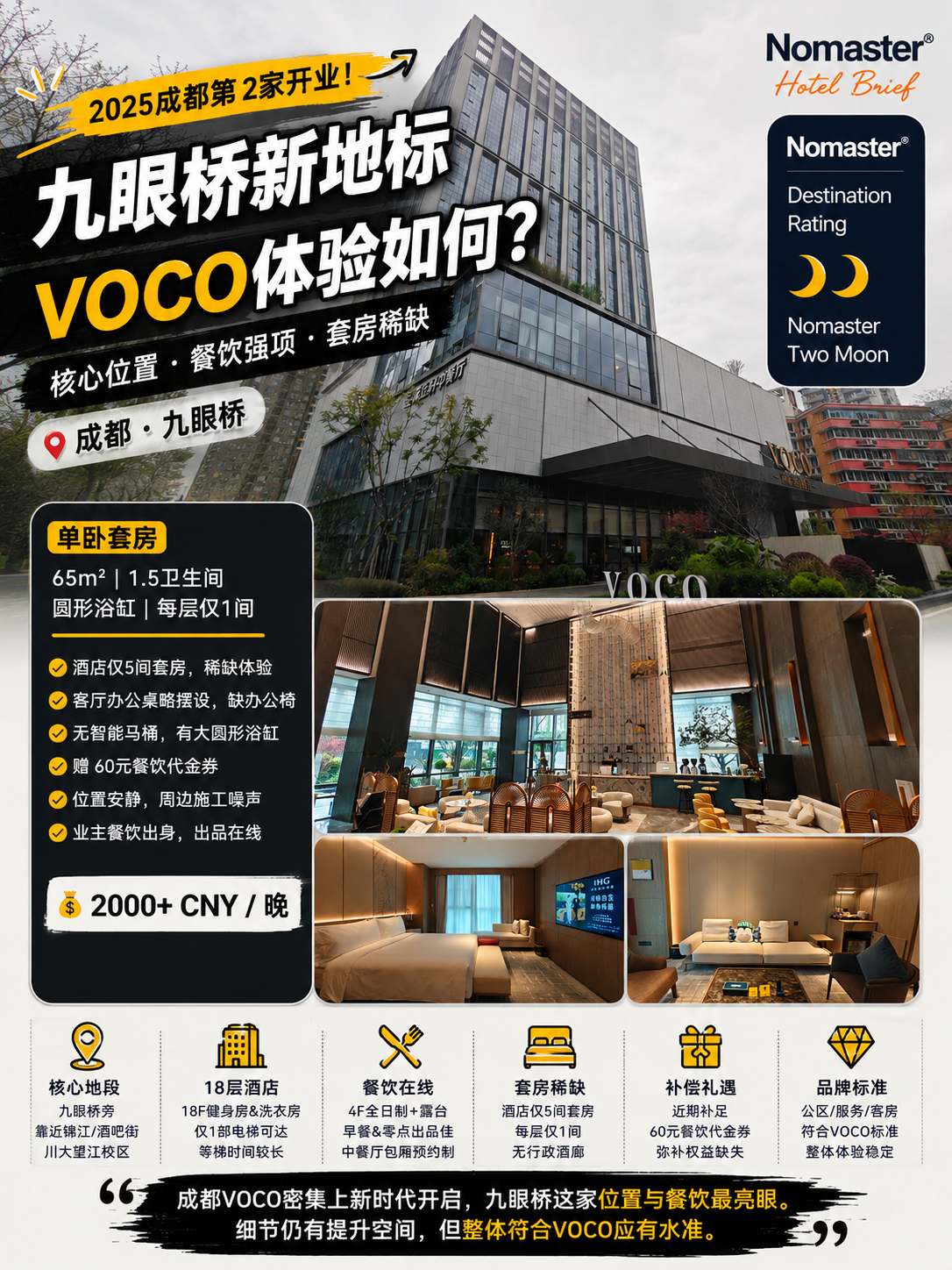 成都九眼桥VOCO酒店｜住得舒服吃得安逸
